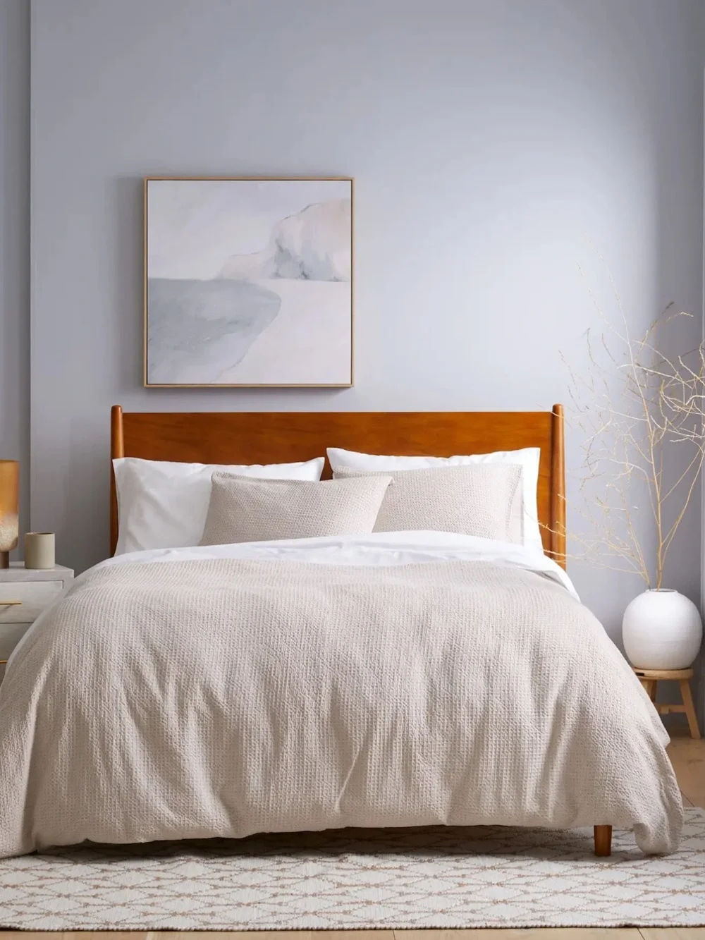 NWT Quince Organic Luxe Honeycomb Sand (Light Tan) Duvet Cover Set with Shams!